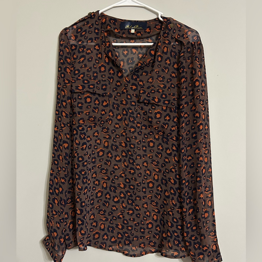 Leopard cheetah print navy brown and orange top size 1 or Large